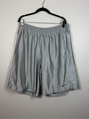 Nike Basketball Shorts Mens Silver Gray Dazzle Silky Shiny Vintage Y2K XXL